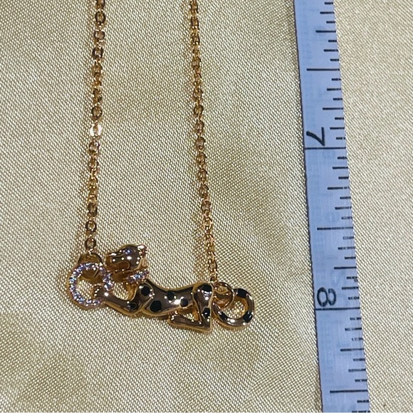 Gold Tone Leopard Pendant Necklace with Black Spot Accents - Picture 5 of 5